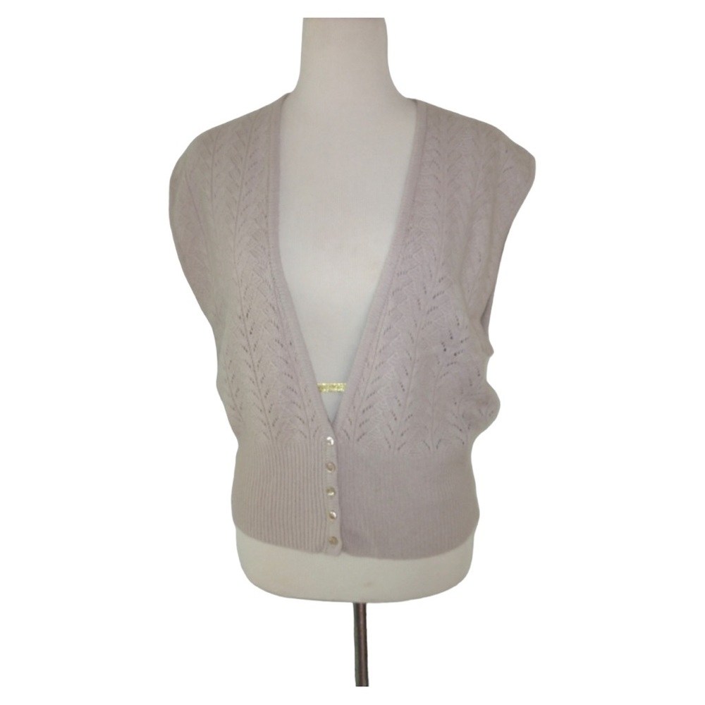 Evan-Pecone Petites knitting vest lamps wood  Angora Rabit Hair blend size M